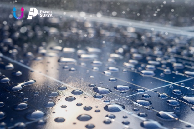 panel surya saat hujan